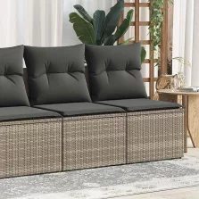   vidaXL 2 részes szürke polyrattan akácfa kerti ülőgarnitúra párnákkal