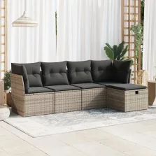   vidaXL 5 részes szürke polyrattan kerti ülőgarnitúra párnákkal