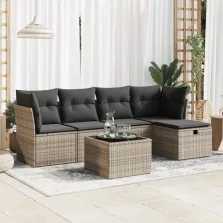   vidaXL 6 részes szürke polyrattan kerti ülőgarnitúra párnákkal