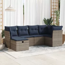   vidaXL 6 részes szürke polyrattan kerti ülőgarnitúra párnákkal