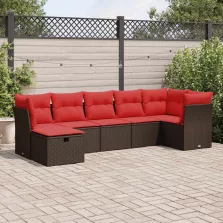   vidaXL 7 részes barna polyrattan kerti ülőgarnitúra párnákkal