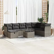   vidaXL 9 részes szürke polyrattan kerti ülőgarnitúra párnákkal