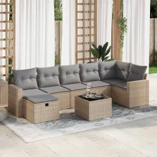   vidaXL 8 részes bézs polyrattan kerti ülőgarnitúra párnával