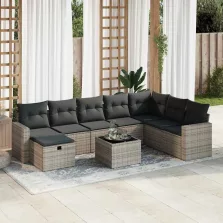   vidaXL 9 részes szürke polyrattan kerti ülőgarnitúra párnákkal