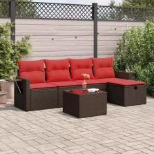   vidaXL 6 részes barna polyrattan kerti ülőgarnitúra párnával