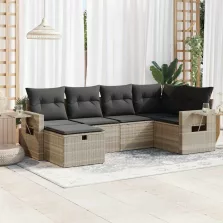   vidaXL 6 részes világosszürke polyrattan kerti ülőgarnitúra párnákkal