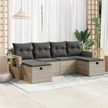   vidaXL 6 részes világosszürke polyrattan kerti ülőgarnitúra párnákkal