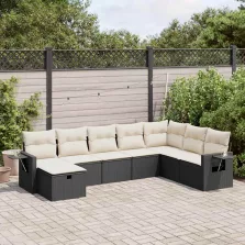   vidaXL 8 részes fekete polyrattan kerti ülőgarnitúra párnákkal