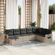   vidaXL 8 részes világosszürke polyrattan kerti ülőgarnitúra párnával