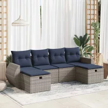   vidaXL 6 részes szürke polyrattan kerti ülőgarnitúra párnákkal