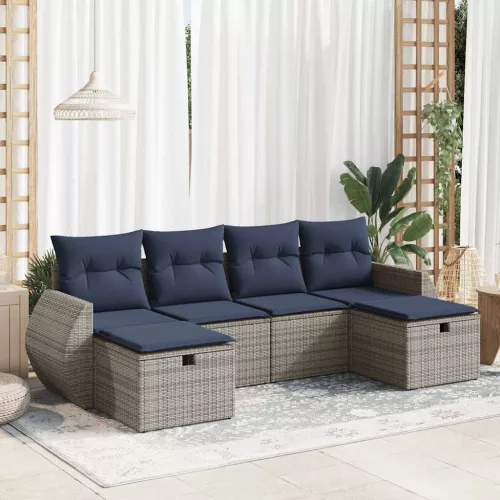 vidaXL 6 részes szürke polyrattan kerti ülőgarnitúra párnákkal