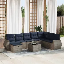   vidaXL 9 részes szürke polyrattan kerti ülőgarnitúra párnákkal