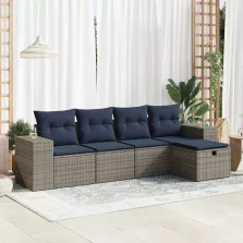   vidaXL 5 részes szürke polyrattan kerti ülőgarnitúra párnákkal