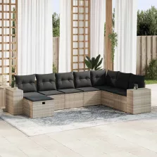   vidaXL 8 részes világosszürke polyrattan kerti ülőgarnitúra párnával