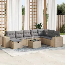   vidaXL 9 részes bézs polyrattan kerti ülőgarnitúra párnákkal