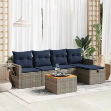   vidaXL 6 részes szürke polyrattan kerti ülőgarnitúra párnákkal