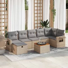   vidaXL 8 részes bézs polyrattan kerti ülőgarnitúra párnával