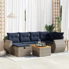   vidaXL 7 részes szürke polyrattan kerti ülőgarnitúra párnákkal