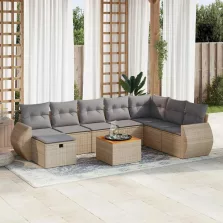   vidaXL 9 részes bézs polyrattan kerti ülőgarnitúra párnákkal