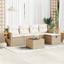   vidaXL 6 részes bézs polyrattan kerti ülőgarnitúra párnával