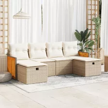   vidaXL 6 részes bézs polyrattan kerti ülőgarnitúra párnával