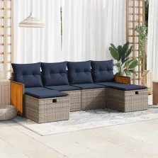   vidaXL 6 részes szürke polyrattan kerti ülőgarnitúra párnákkal