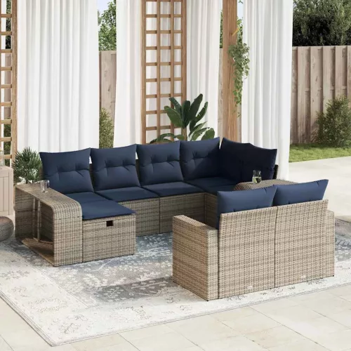 vidaXL 10 részes szürke polyrattan kerti ülőgarnitúra párnákkal