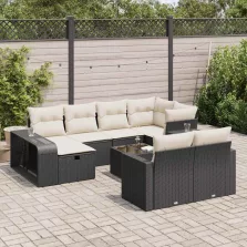   vidaXL 11 részes fekete polyrattan kerti ülőgarnitúra párnákkal