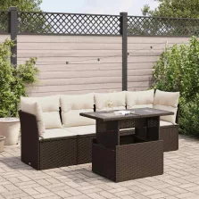   vidaXL 5 részes barna polyrattan kerti ülőgarnitúra párnával