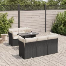   vidaXL 6 részes fekete polyrattan kerti ülőgarnitúra párnákkal