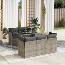   vidaXL 6 részes szürke polyrattan kerti ülőgarnitúra párnákkal