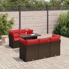   vidaXL 6 részes barna polyrattan akácfa kerti ülőgarnitúra párnával