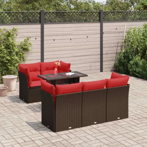 vidaXL 6 részes barna polyrattan akácfa kerti ülőgarnitúra párnával