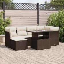   vidaXL 7 részes barna polyrattan kerti ülőgarnitúra párnákkal