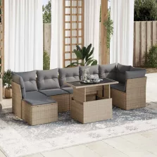   vidaXL 8 részes bézs polyrattan kerti ülőgarnitúra párnával