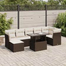   vidaXL 8 részes barna polyrattan kerti ülőgarnitúra párnákkal