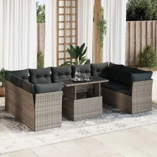   vidaXL 10 részes szürke polyrattan kerti ülőgarnitúra párnákkal