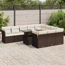   vidaXL 11 részes barna polyrattan kerti ülőgarnitúra párnákkal