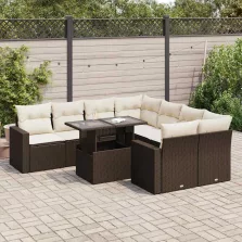   vidaXL 9 részes barna polyrattan kerti ülőgarnitúra párnákkal