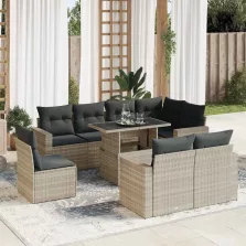   vidaXL 9 részes világosszürke polyrattan kerti ülőgarnitúra párnával