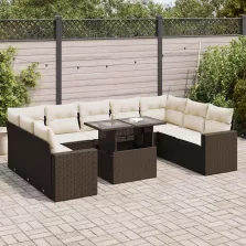   vidaXL 10 részes barna polyrattan kerti ülőgarnitúra párnákkal