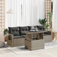   vidaXL 5 részes szürke polyrattan kerti ülőgarnitúra párnákkal