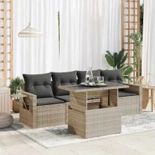   vidaXL 5 részes világosszürke polyrattan kerti ülőgarnitúra párnákkal