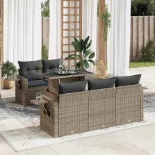   vidaXL 6 részes szürke polyrattan kerti ülőgarnitúra párnákkal