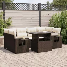   vidaXL 7 részes barna polyrattan kerti ülőgarnitúra párnákkal