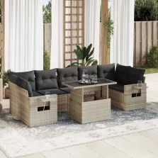   vidaXL 8 részes világosszürke polyrattan kerti ülőgarnitúra párnával