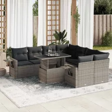   vidaXL 9 részes szürke polyrattan kerti ülőgarnitúra párnákkal