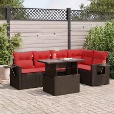   vidaXL 6 részes barna polyrattan akácfa kerti ülőgarnitúra párnával