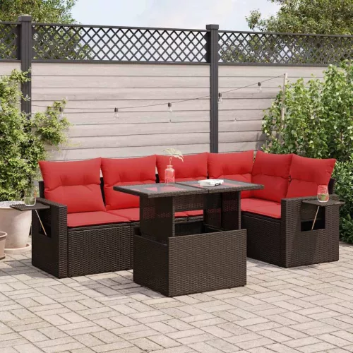 vidaXL 6 részes barna polyrattan akácfa kerti ülőgarnitúra párnával