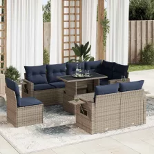   vidaXL 9 részes barna polyrattan akácfa kerti ülőgarnitúra párnákkal